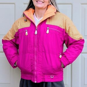 1980's NEON SKI COAT winter down jacket S